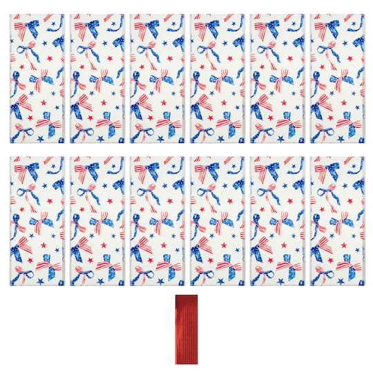 Red, White & Blue Flag Bow Treat Bags with Twist Ties, 12ct. by Makery™